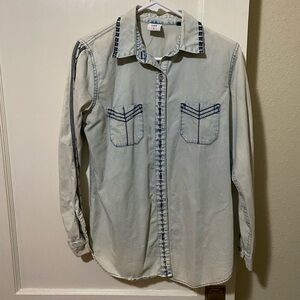 CAbi Light Blue Soft Denim Button Down Shirt